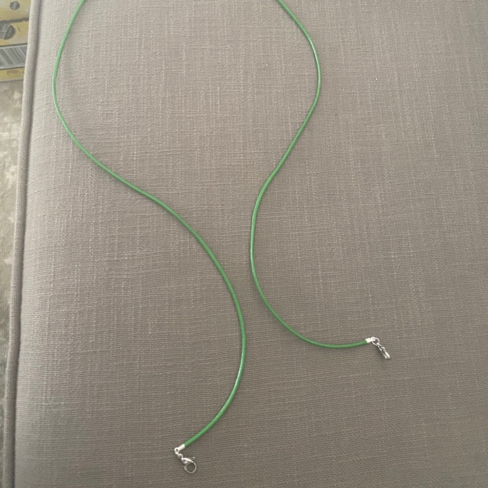 Green leather mask holder / mask strap